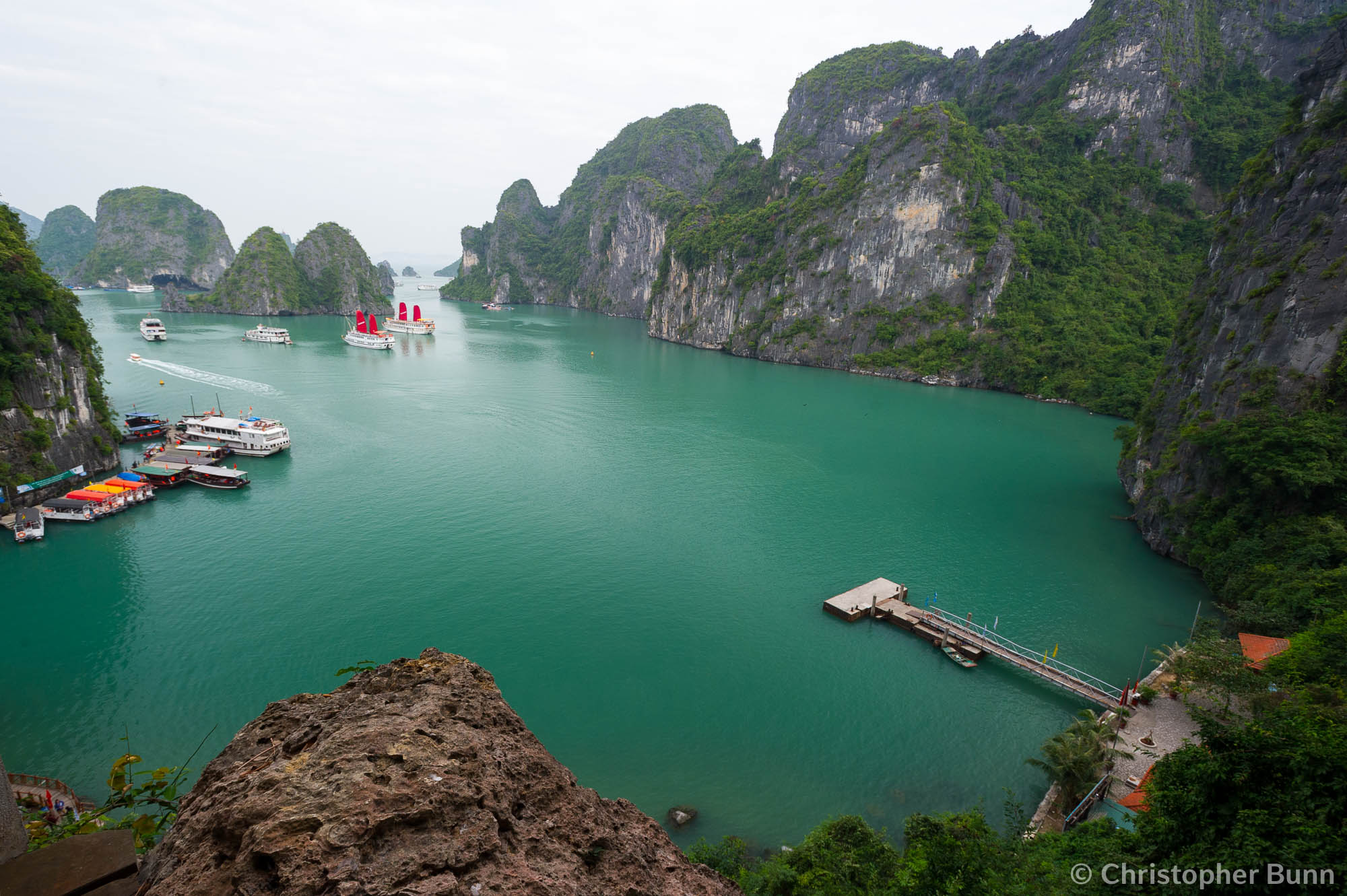 A view from the exit of Sung Sot Cave in Ha Long Bay, Vietnam.